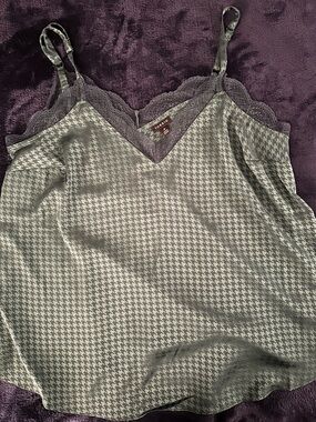 Torrid Turquoise Houndstooth Lace-Trim Cami